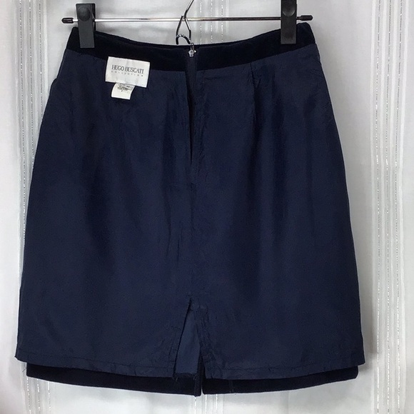 ๐VTG HUGO BUSCATI Midnight Blue Cotton Velvet Lined Back Zip - Picture 10 of 11